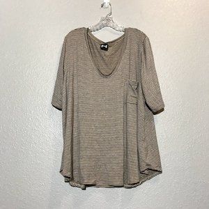 H by Bordeaux Stripe Pocket Short Sleeve Shirt